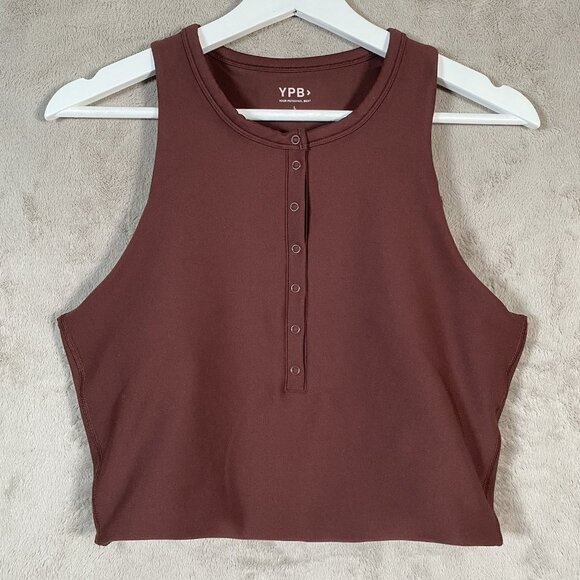 Abercrombie x YPB sculptLUX Plunge Henley Slim Tank L Activewear Built In Bra - Picture 3 of 14